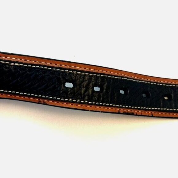 Wrangler Men's Full Grain Leather Belt Size 34 Brown/Black Color New - Picture 8 of 8